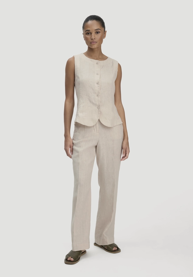 Straight leg trousers in pure linen