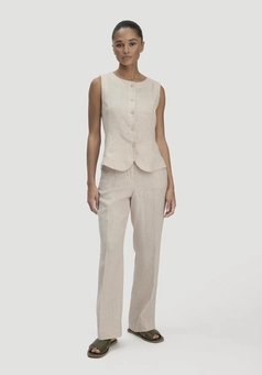 Straight leg trousers in pure linen