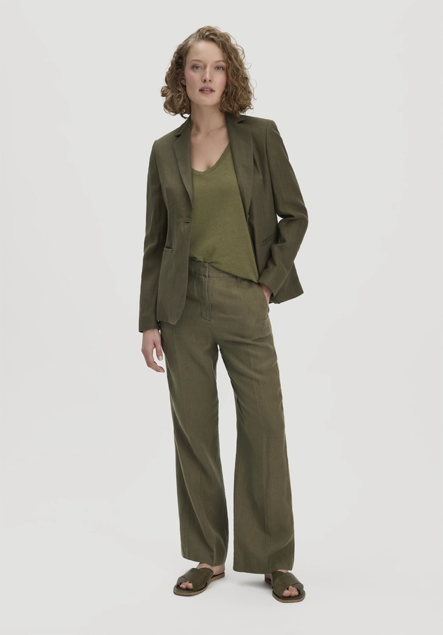 Straight leg trousers in pure linen