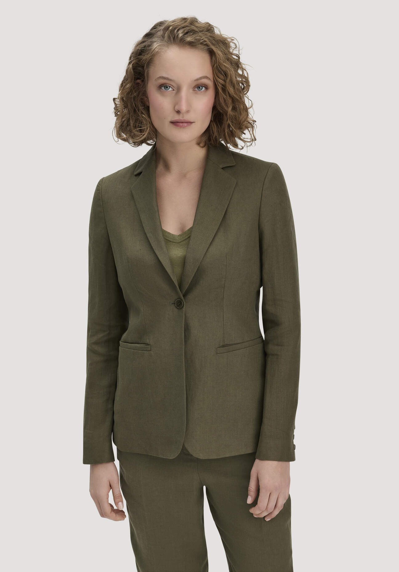 Thumbnail - hessnatur Damen Blazer Regular aus Leinen - grün - Größe 36