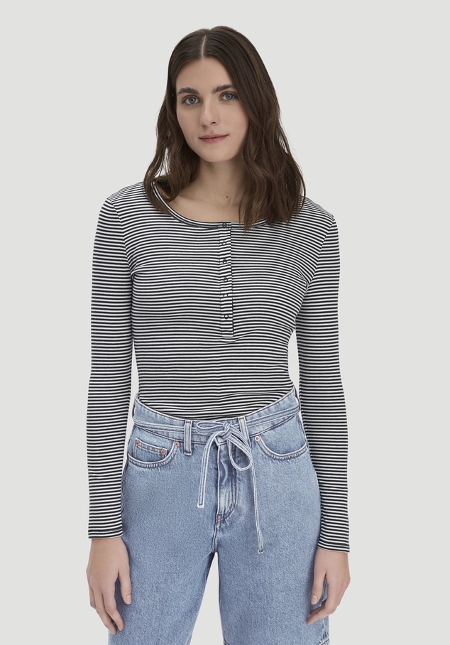 Softrib longsleeve striped Henley fitted made from organic cotton and TENCEL™ Modal