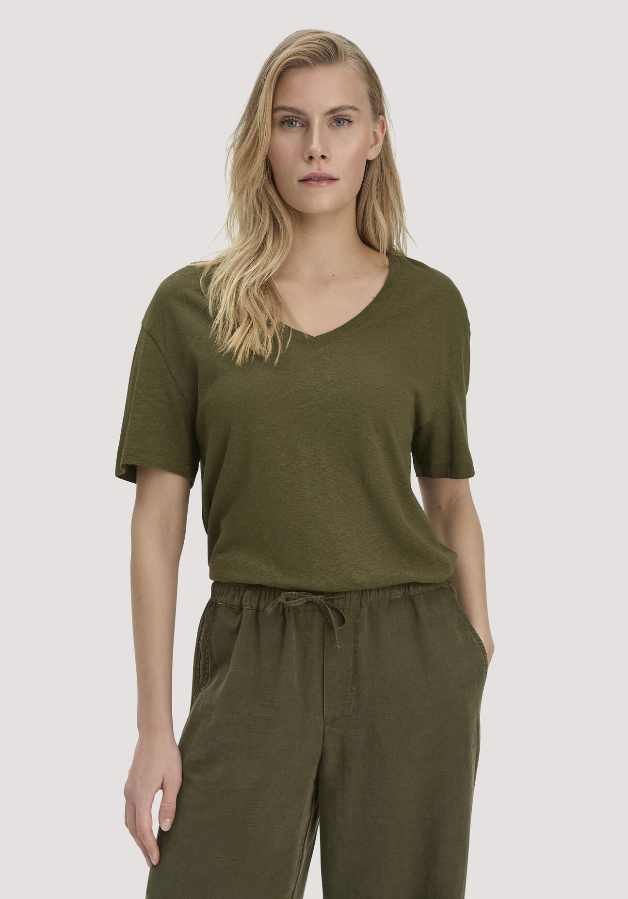 Thumbnail - hessnatur Damen T-Shirt Oversize aus Leinen und Bio-Baumwolle - grün - Größe XL