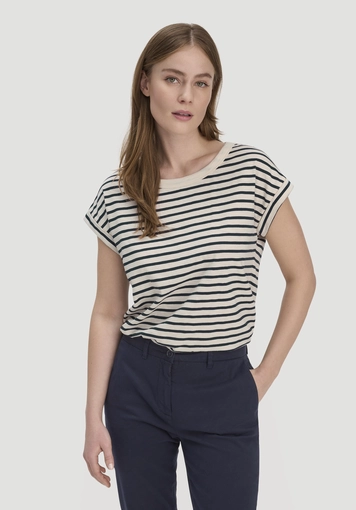 Light slub striped relaxed-fit T-shirt made from pure organic cotton - 0