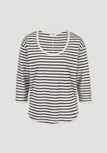 Light slub striped long-sleeved relaxed-fit top made from pure organic cotton Light slub striped long-sleeved relaxed-fit top made from pure organic cotton
