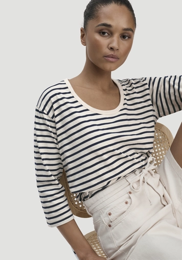Light slub striped long-sleeved relaxed-fit top made from pure organic cotton - 3