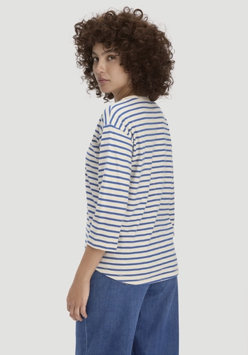 Light slub striped long-sleeved relaxed-fit top made from pure organic cotton - 2