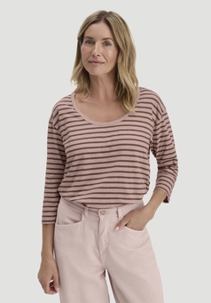 Light slub striped long-sleeved relaxed-fit top made from pure organic cotton