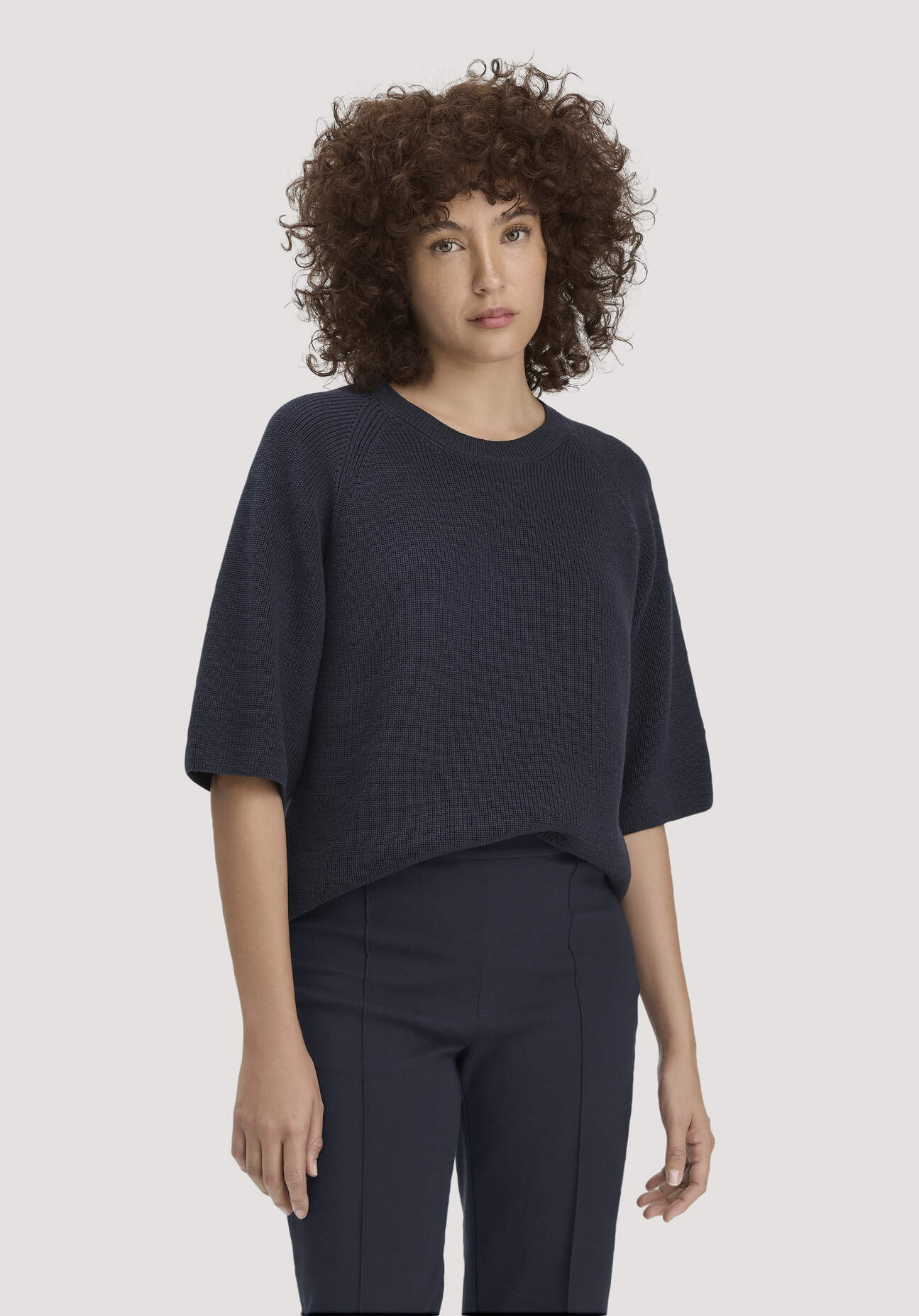 hessnatur Damen Strick Pullover Relaxed aus Bio-Baumwolle - blau Größe XXL