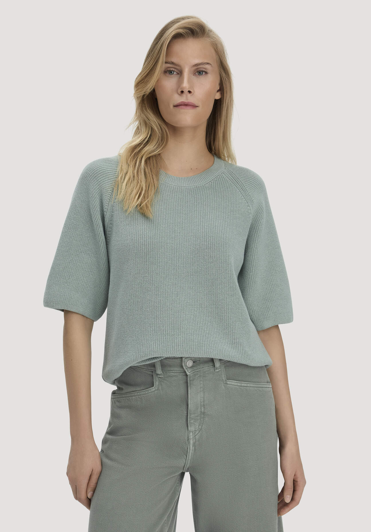 hessnatur Damen Strick Pullover Relaxed aus Bio-Baumwolle - grün Größe S