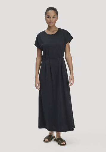 Ankle-length jersey dress in a relaxed style, made from pure organic cotton - 0