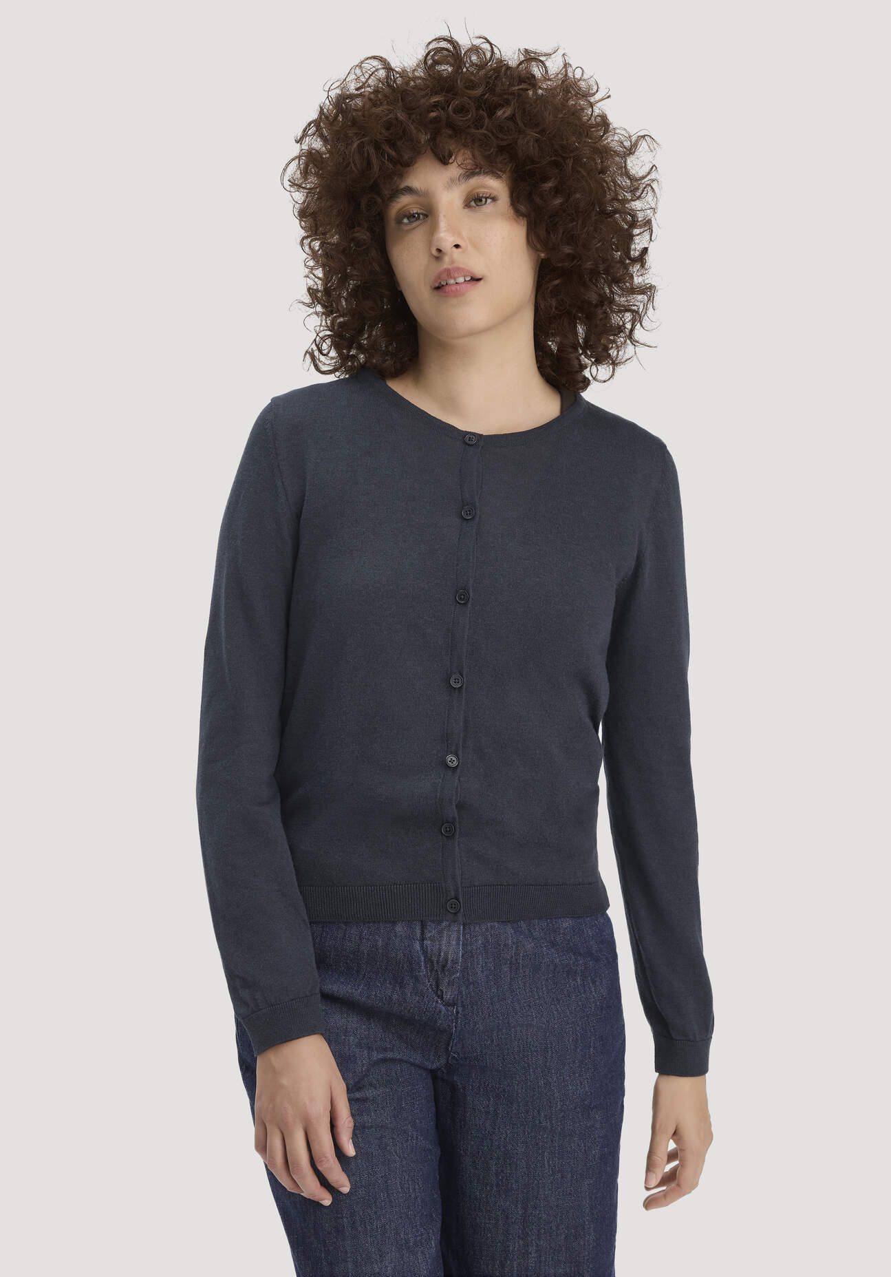 hessnatur Damen Strickjacke Regular aus TENCEL™ Lyocell mit Bio-Baumwolle - blau Größe L