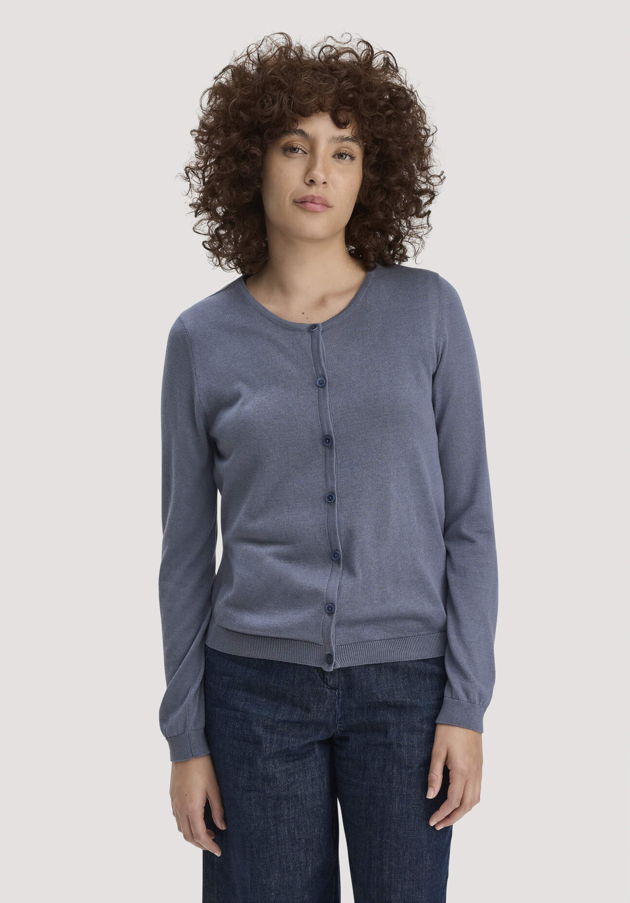 Thumbnail - hessnatur Damen Strickjacke Regular aus TENCEL™ Lyocell mit Bio-Baumwolle - blau - Größe XL