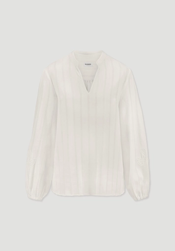 Embroidery Bluse Relaxed aus Bio-Baumwolle mit Leinen
