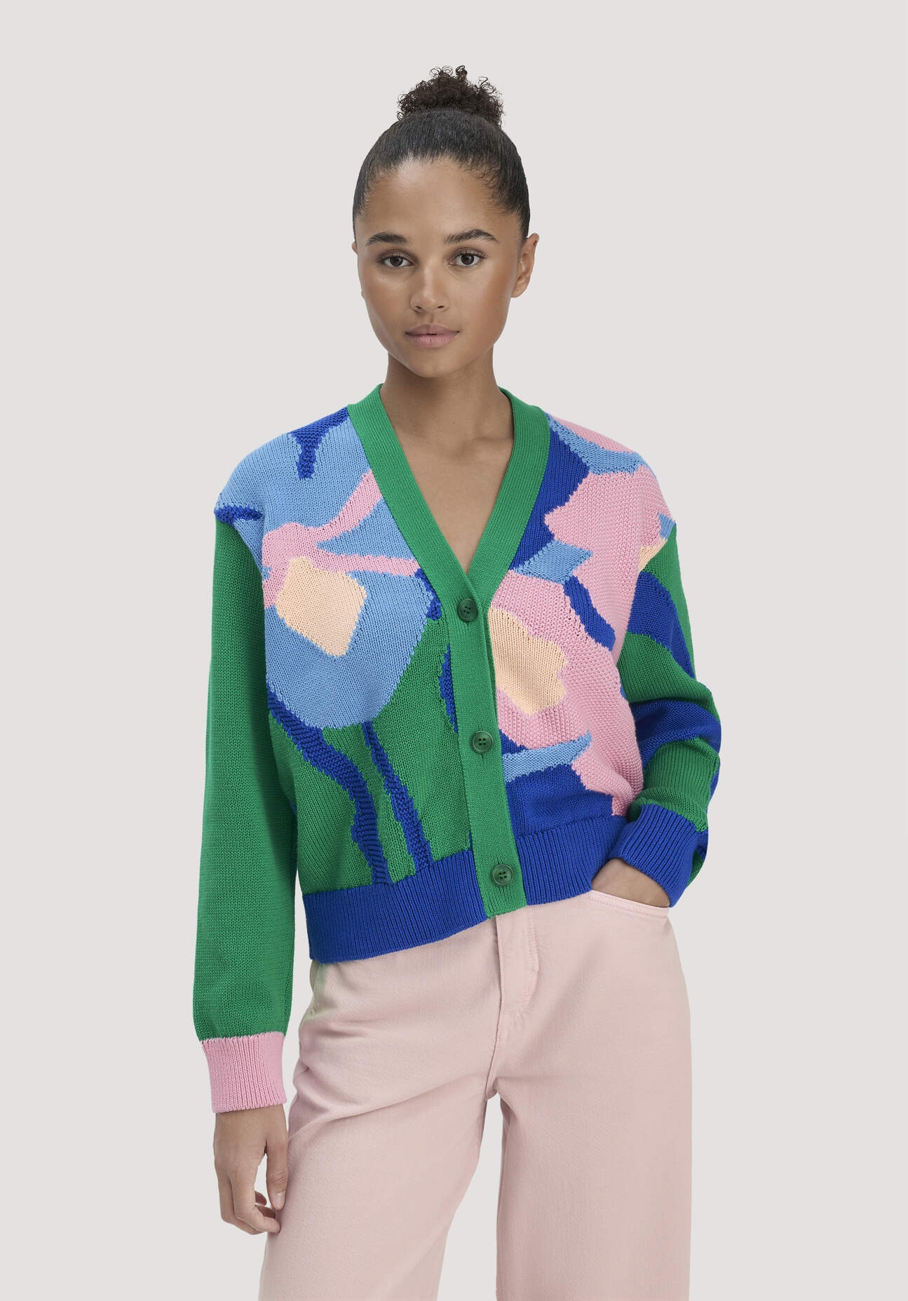 hessnatur Damen Strick Jacke Relaxed LIV LEE aus Bio-Baumwolle - grün Größe XXL