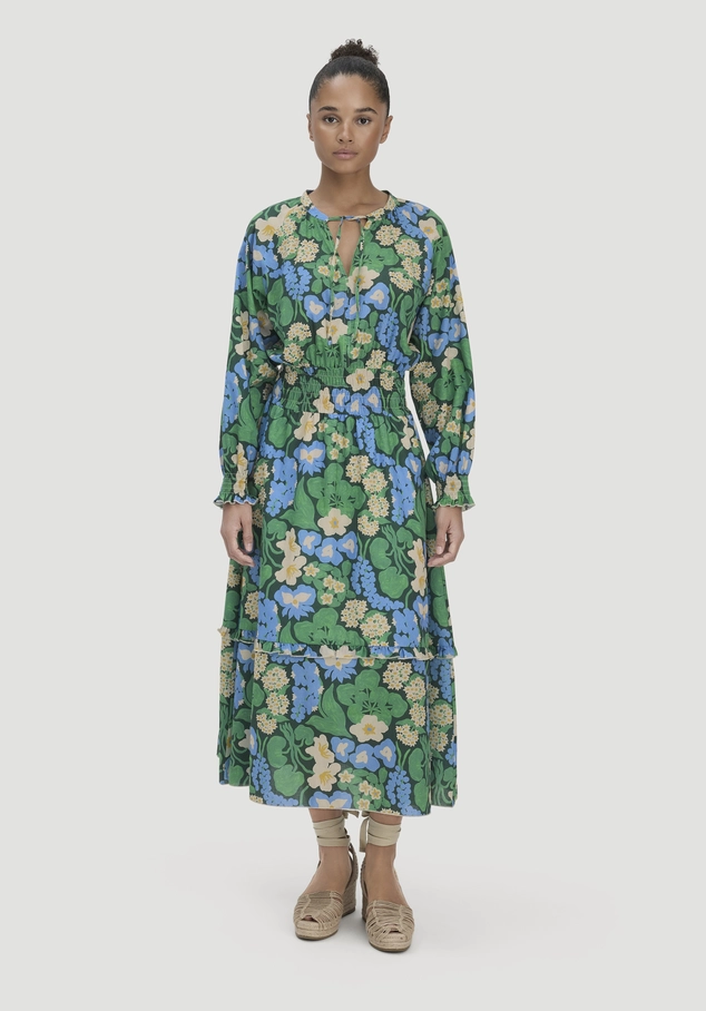 Gewebe Kleid Midi LIV LEE aus reiner Bio-Baumwolle