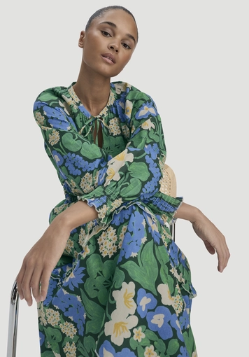Gewebe Kleid Midi LIV LEE aus reiner Bio-Baumwolle - 3