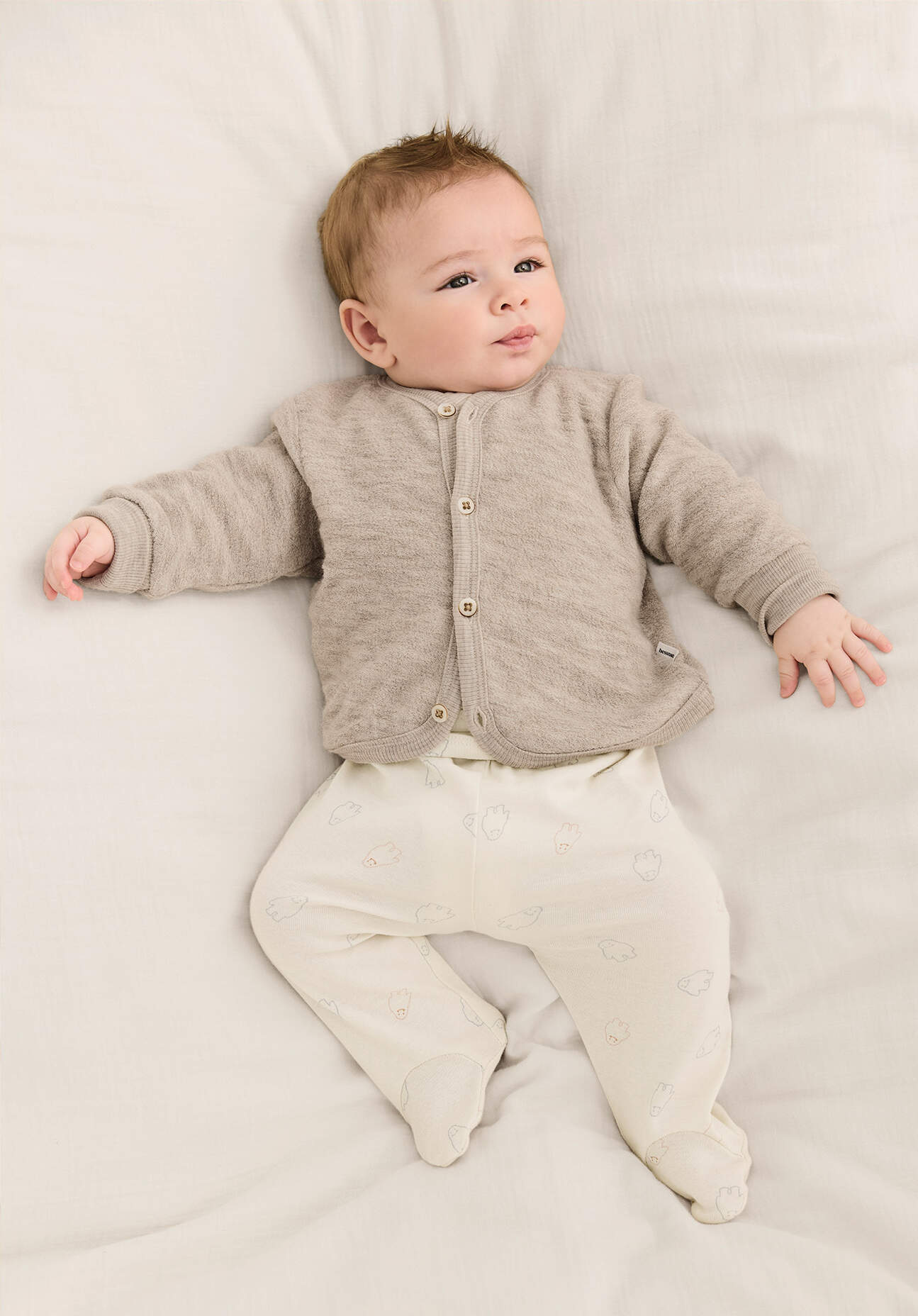 hessnatur Baby Wollfrottee Jacke aus Bio-Merinowolle - beige Grösse50/56