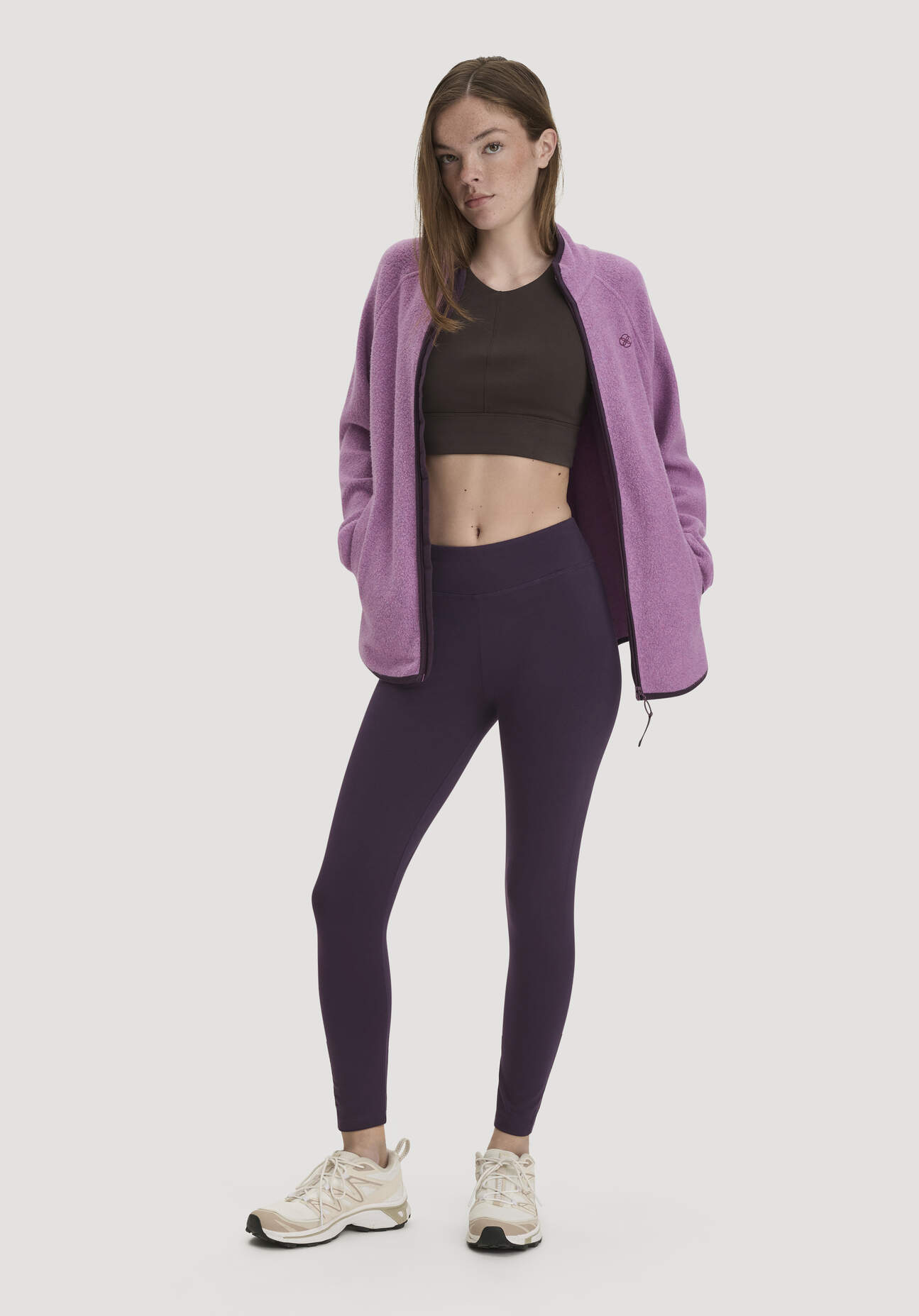 hessnatur Loungewear Leggings Medium Cut ACTIVE LIGHT aus Bio-Baumwolle - lila - Größe XS/l