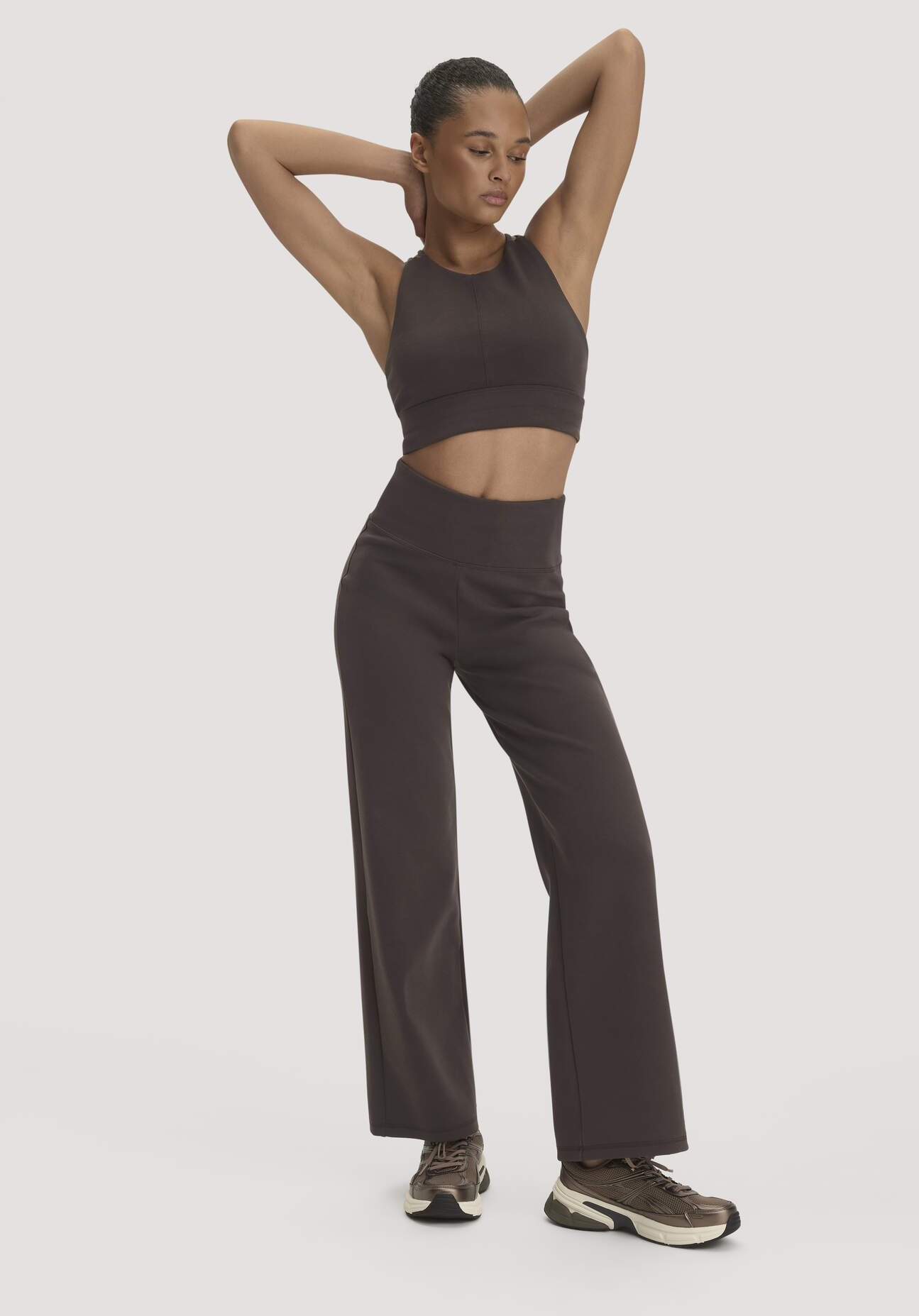 hessnatur Loungewear Hose Wide Leg ACTIVE COMFORT aus Bio-Baumwolle - braun GrösseL