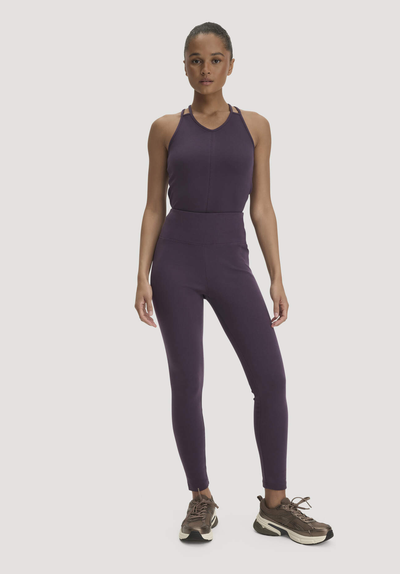 hessnatur Loungewear Leggings High Waist ACTIVE COMFORT aus Bio-Baumwolle - lila - Größe L/k