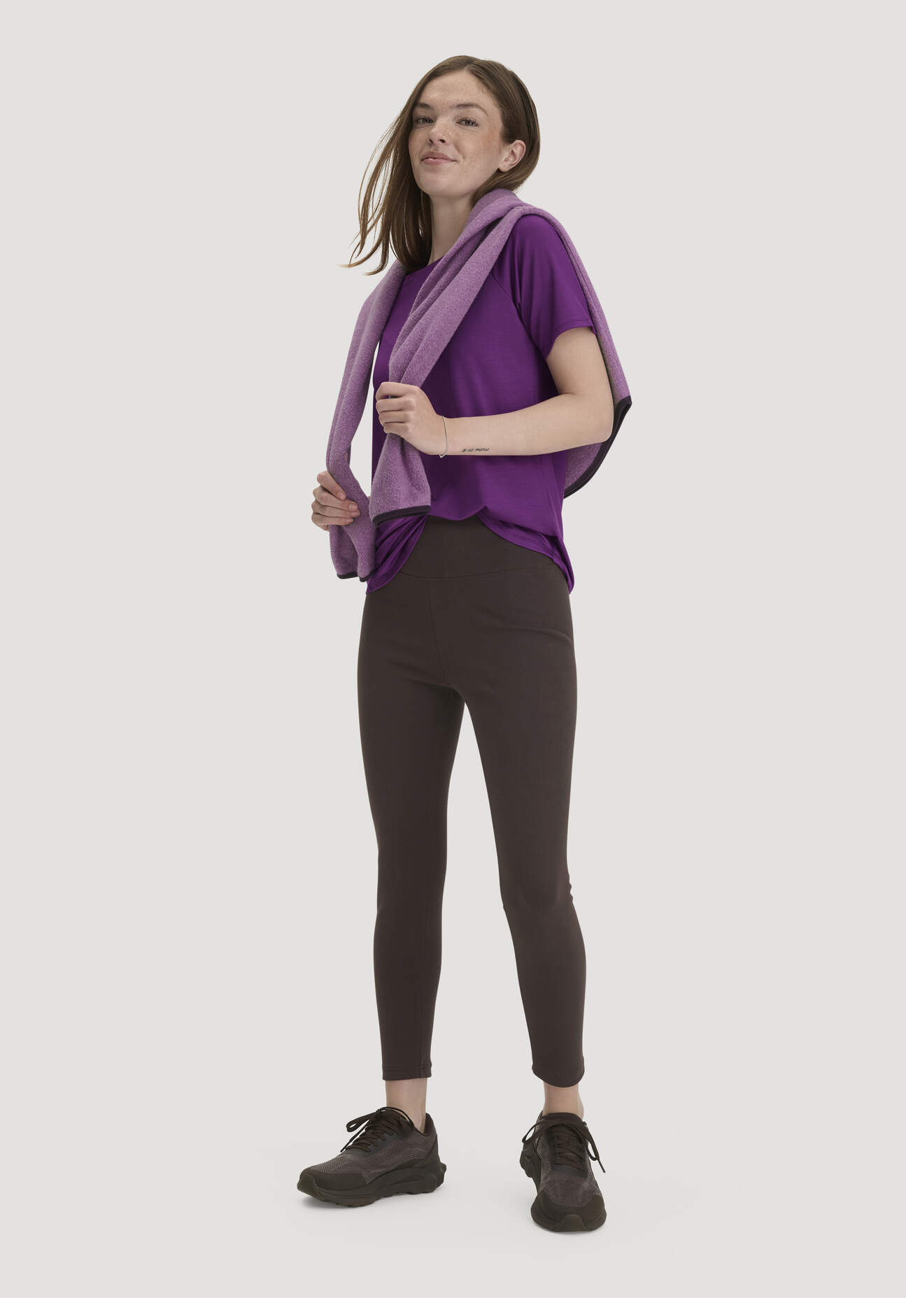 hessnatur Loungewear Leggings High Waist ACTIVE COMFORT aus Bio-Baumwolle - braun GrösseL/k