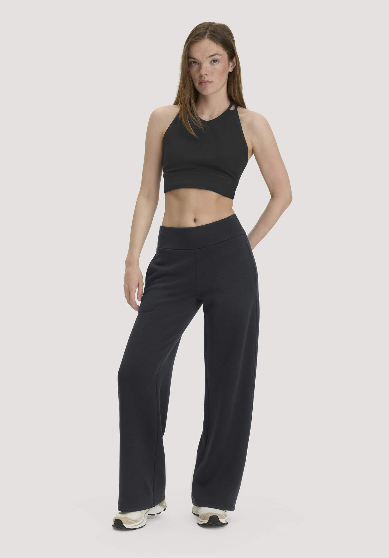 hessnatur Loungewear Hose Wide Leg ACTIVE WOOL aus Bio-Merinowolle - schwarz - Größe S