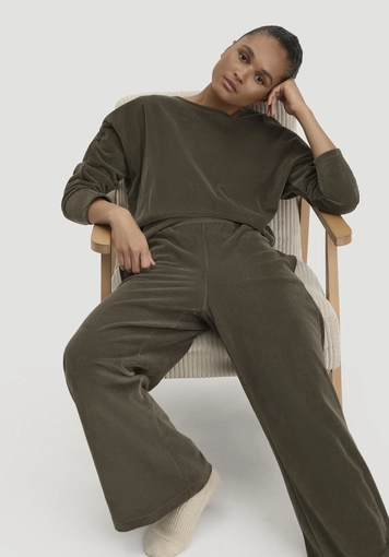Cord stretch wide leg ACTIVE LIGHT trousers made from pure organic cotton - 3