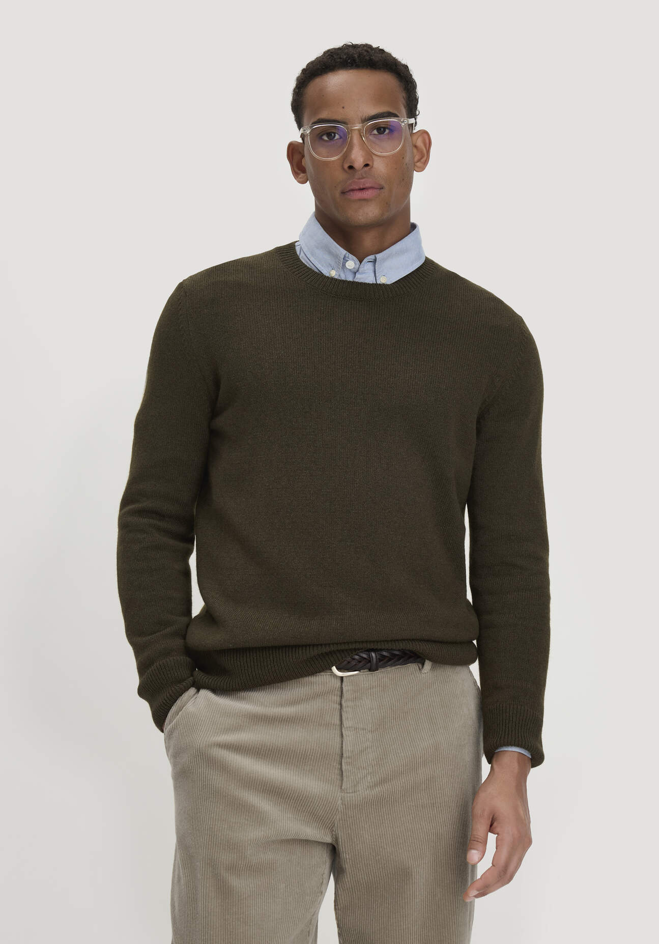 hessnatur Herren Strick Pullover Regular aus Bio-Merinowolle mit Bio-Baumwolle - grün - Größe XL