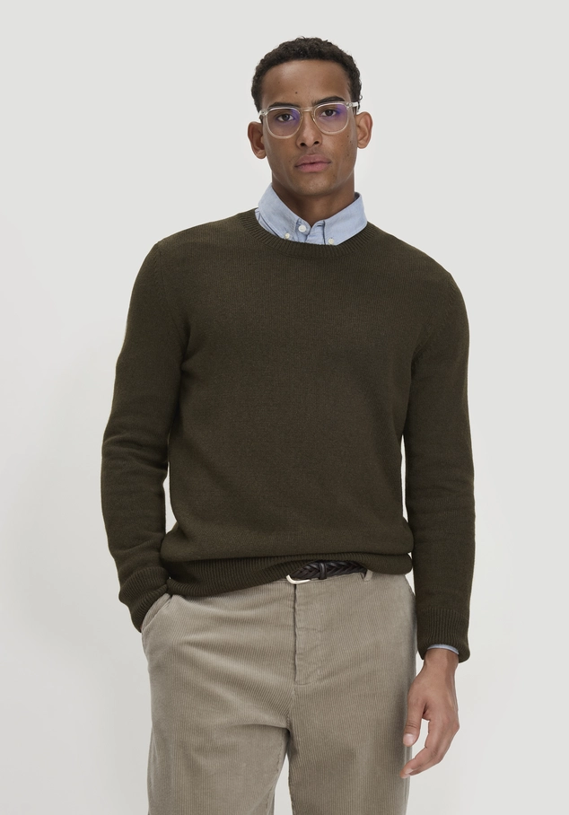 Regular knit sweater made of organic merino wool with organic cotton