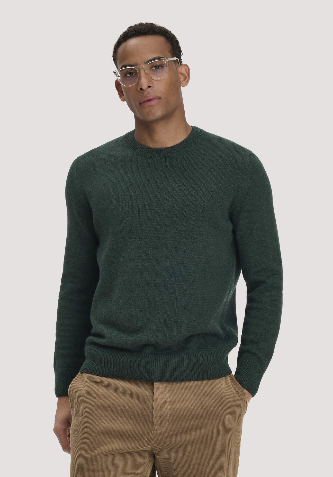 hessnatur Herren Strick Pullover Regular aus Bio-Merinowolle mit Bio-Baumwolle - grün - Größe XL