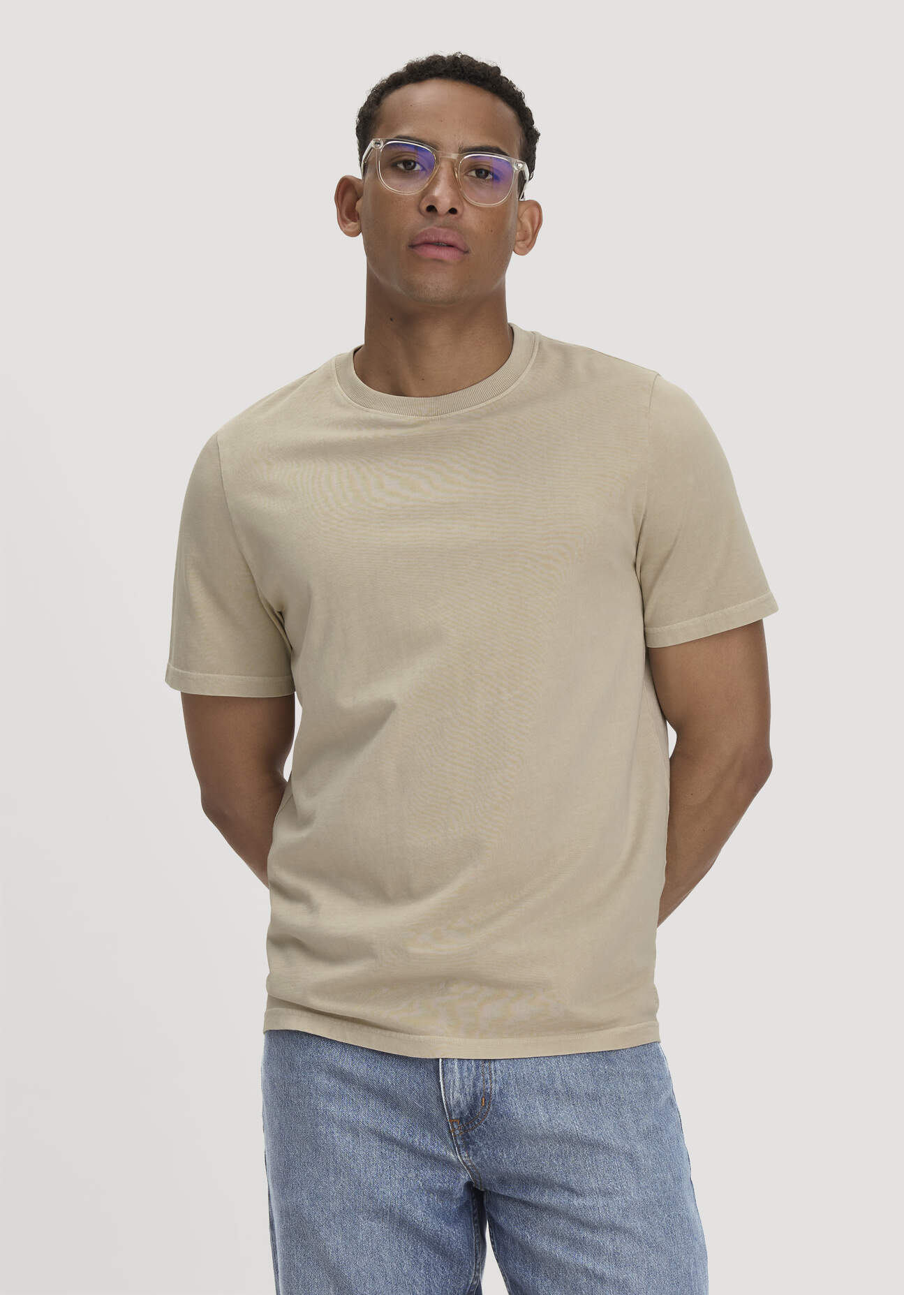hessnatur Herren Heavy Jersey Shirt Relaxed aus Bio-Baumwolle - beige Grösse48