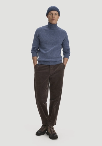 Regular size roll-neck sweater made from organic merino wool and organic cotton - 1