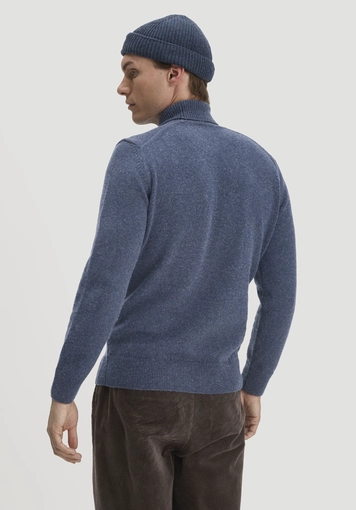 Regular size roll-neck sweater made from organic merino wool and organic cotton - 2