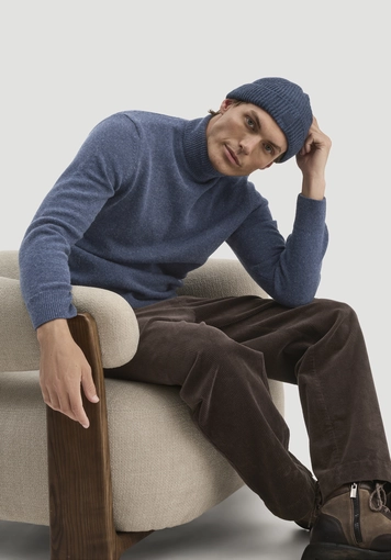 Regular size roll-neck sweater made from organic merino wool and organic cotton - 4