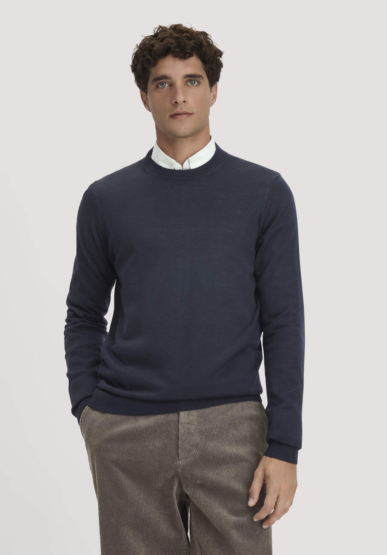 hessnatur Herren Pullover Regular aus Bio-Merinowolle - blau GrösseL