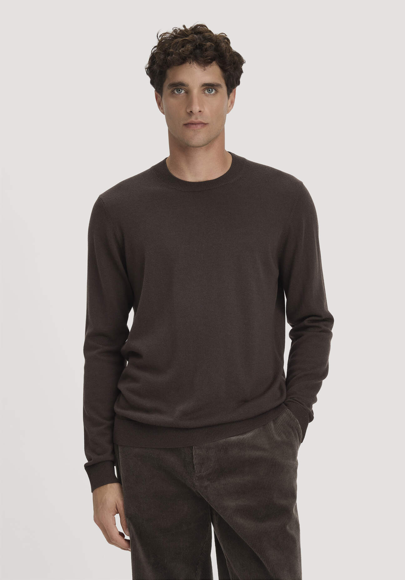 hessnatur Herren Pullover Regular aus Bio-Merinowolle - braun GrösseL