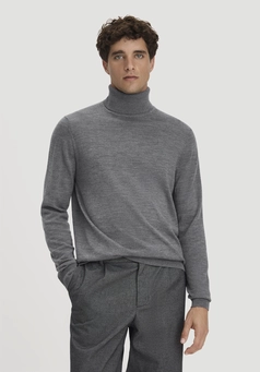 Regular-size roll-neck sweater made from pure organic merino wool