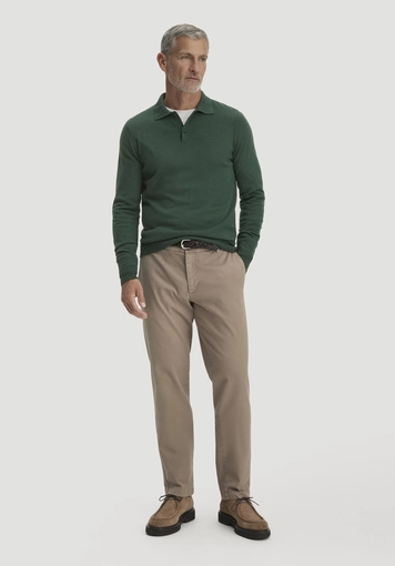 Regular knitted polo shirt made from pure organic merino wool - 1