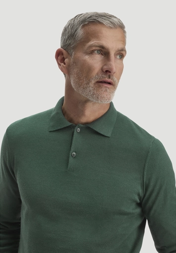 Regular knitted polo shirt made from pure organic merino wool - 3
