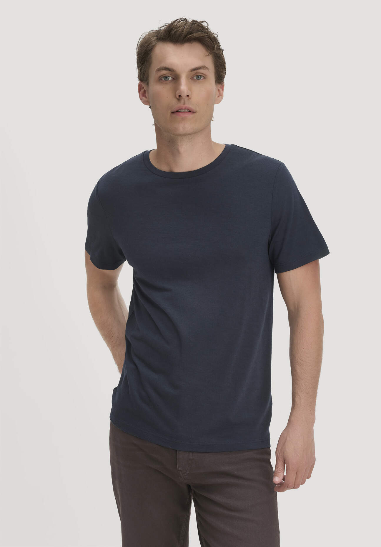 hessnatur Herren Wollshirt Regular aus Bio-Merinowolle - blau Grösse46