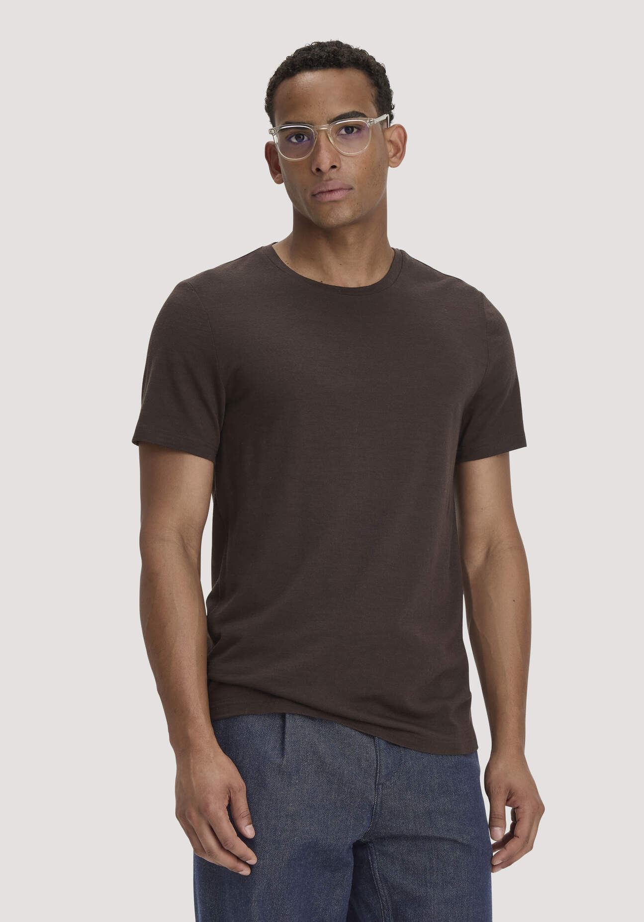 hessnatur Herren Wollshirt Regular aus Bio-Merinowolle - braun Grösse46