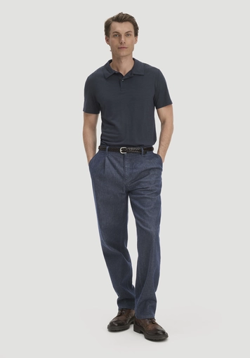 Regular-length polo shirt made from pure organic merino wool - 1
