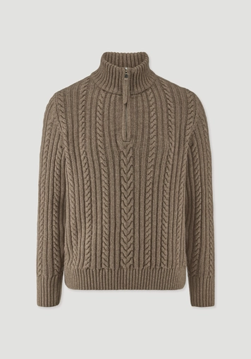 Regular knitted pullover made from organic merino wool with recycled wool and organic cotton