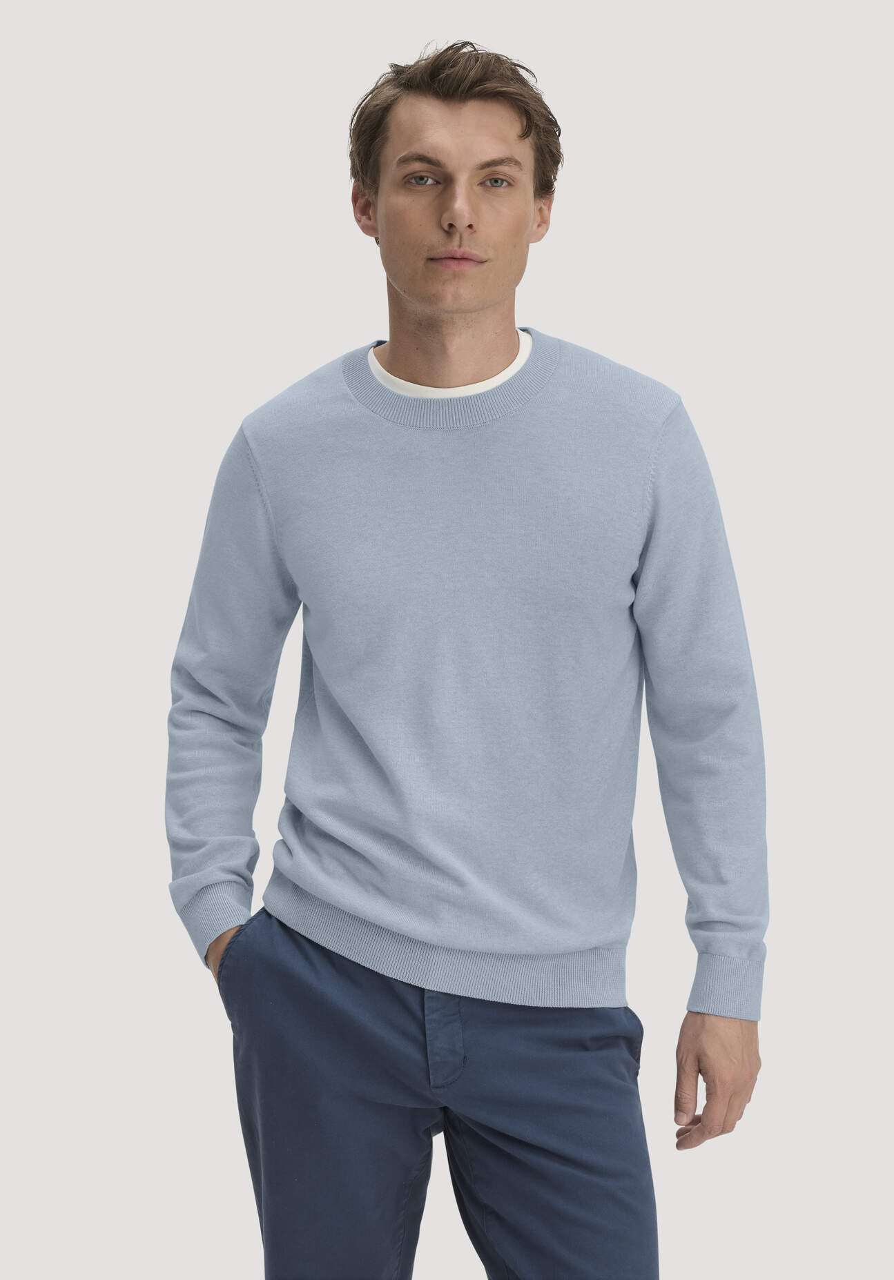 hessnatur Herren Strick Pullover Regular aus Bio-Baumwolle - blau GrösseXL