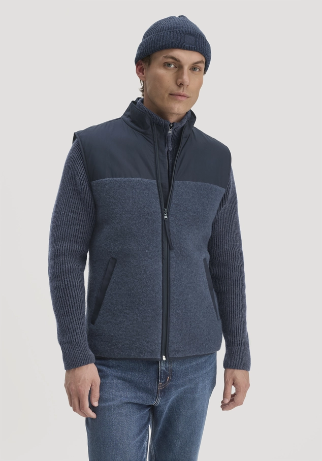 Wool fleece vest, patched regular size, made from pure organic merino wool
