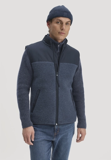 Wool fleece vest, patched regular size, made from pure organic merino wool - 0