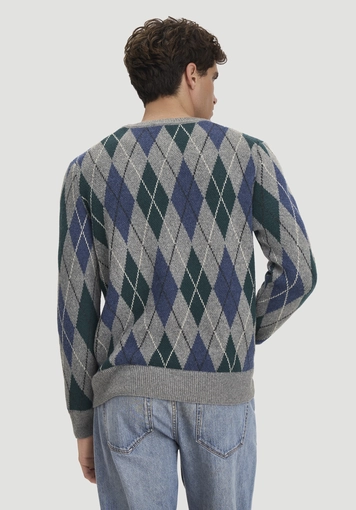 Argyle Strickpullover Regular aus Schurwolle und Bio-Baumwolle - 2