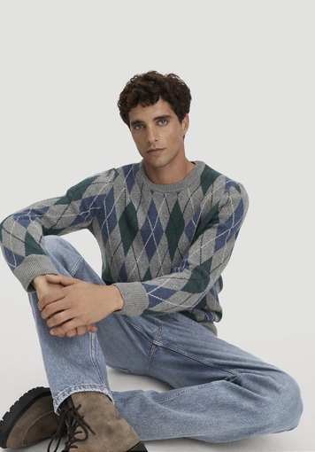Argyle Strickpullover Regular aus Schurwolle und Bio-Baumwolle - 4