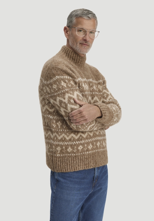 Strick Pullover Relaxed mit Rollkragen aus Alpaka und Bio-Baumwolle