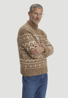 Strick Pullover Relaxed mit Rollkragen aus Alpaka und Bio-Baumwolle
